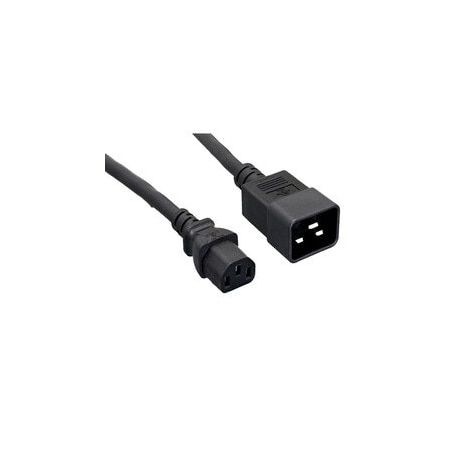 Cable Wholesale Server Power Extension Cord, Black, C20 to C13, 14AWG/3C, 15 Amp, 3 foot 10W2-04203